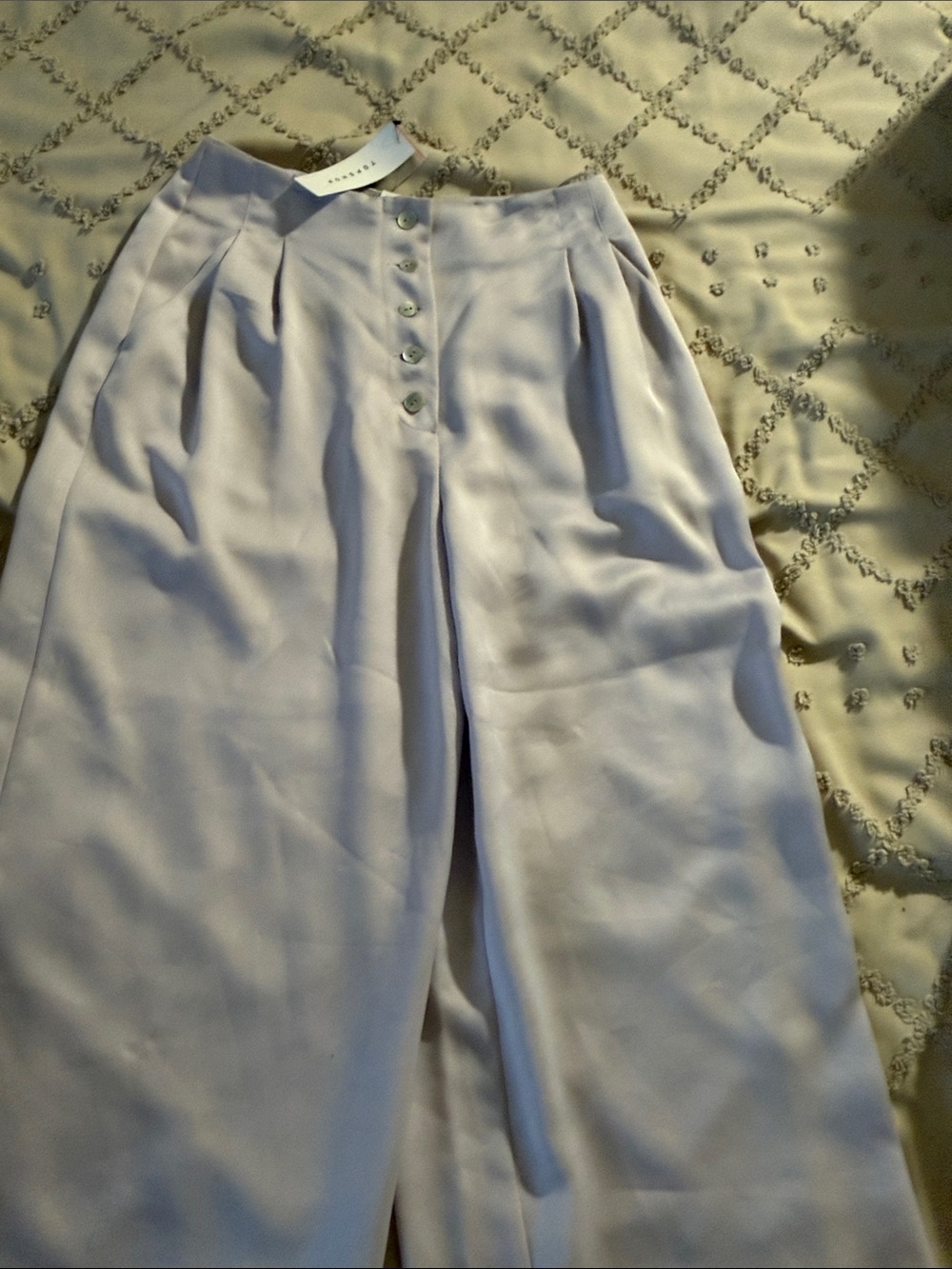 Topshop High-Waist Button-Front Wide Leg Pants - Lavender